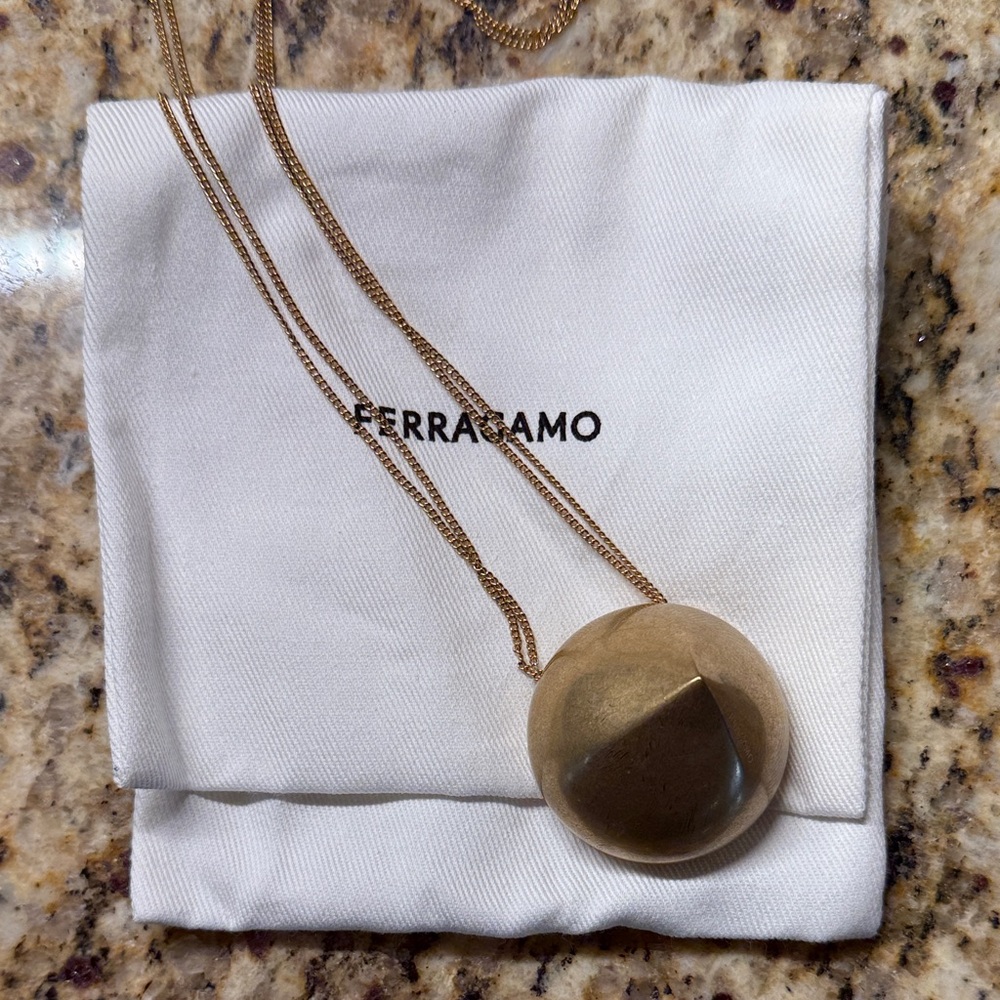 Salvatore Ferragamo Circular Gold Necklace